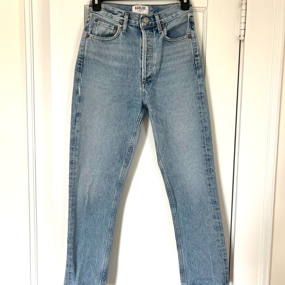 Agolde Riley high rise straight crop in light wash denim - Picture 4 of 5